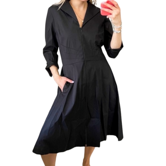 Lafayette 148 New York Dresses & Skirts - Lafayette 148 NY Collared A Line Shirt Dress Navy Size 2 Cotton